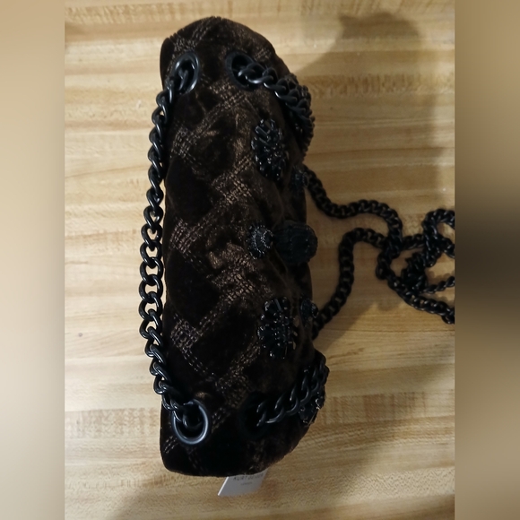 Kurt Geiger NWT Brown Velvet Embelished Kensington W/Dustbag - Picture 8 of 9